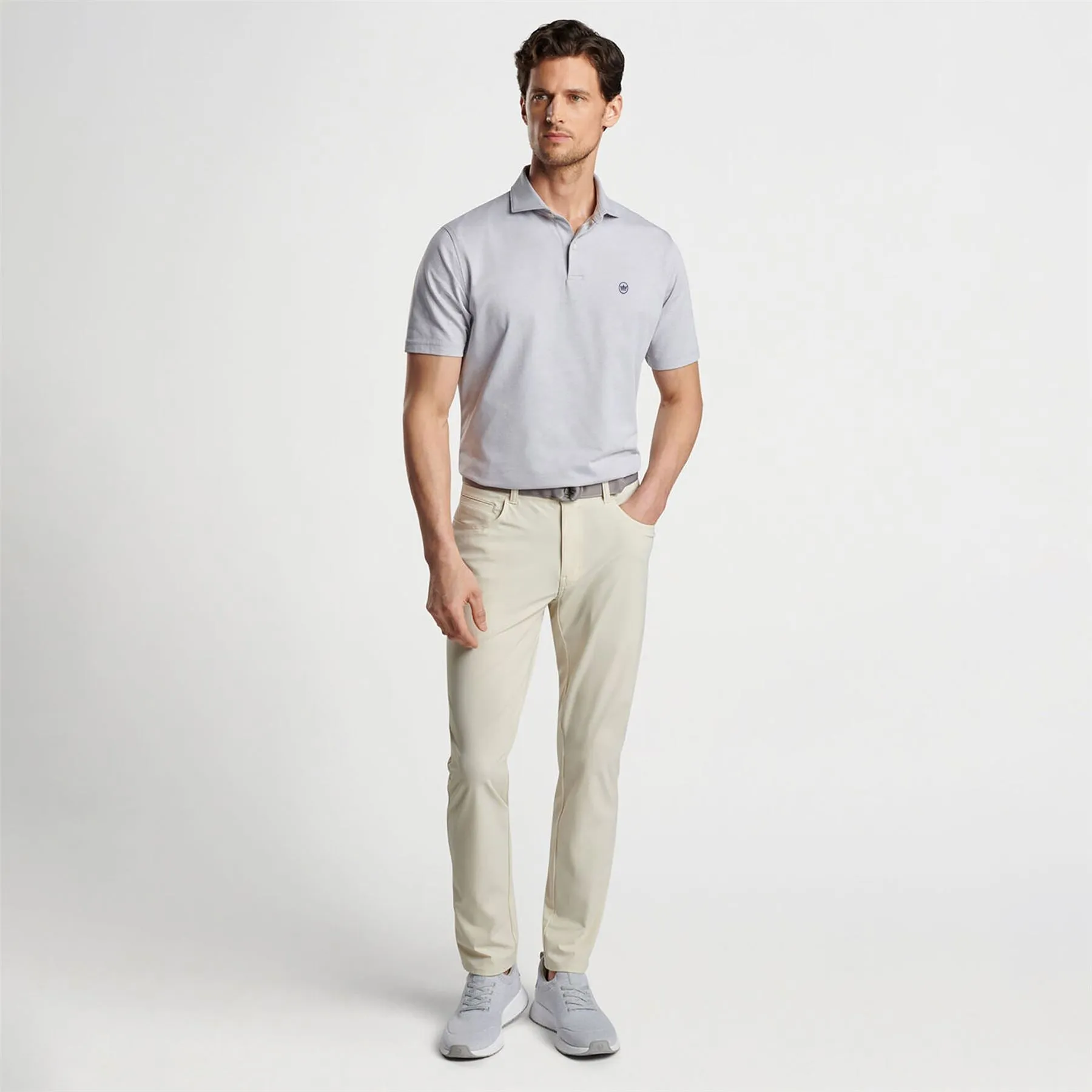 Albatross Cotton Blend Pique Polo Gale Grey - AW24