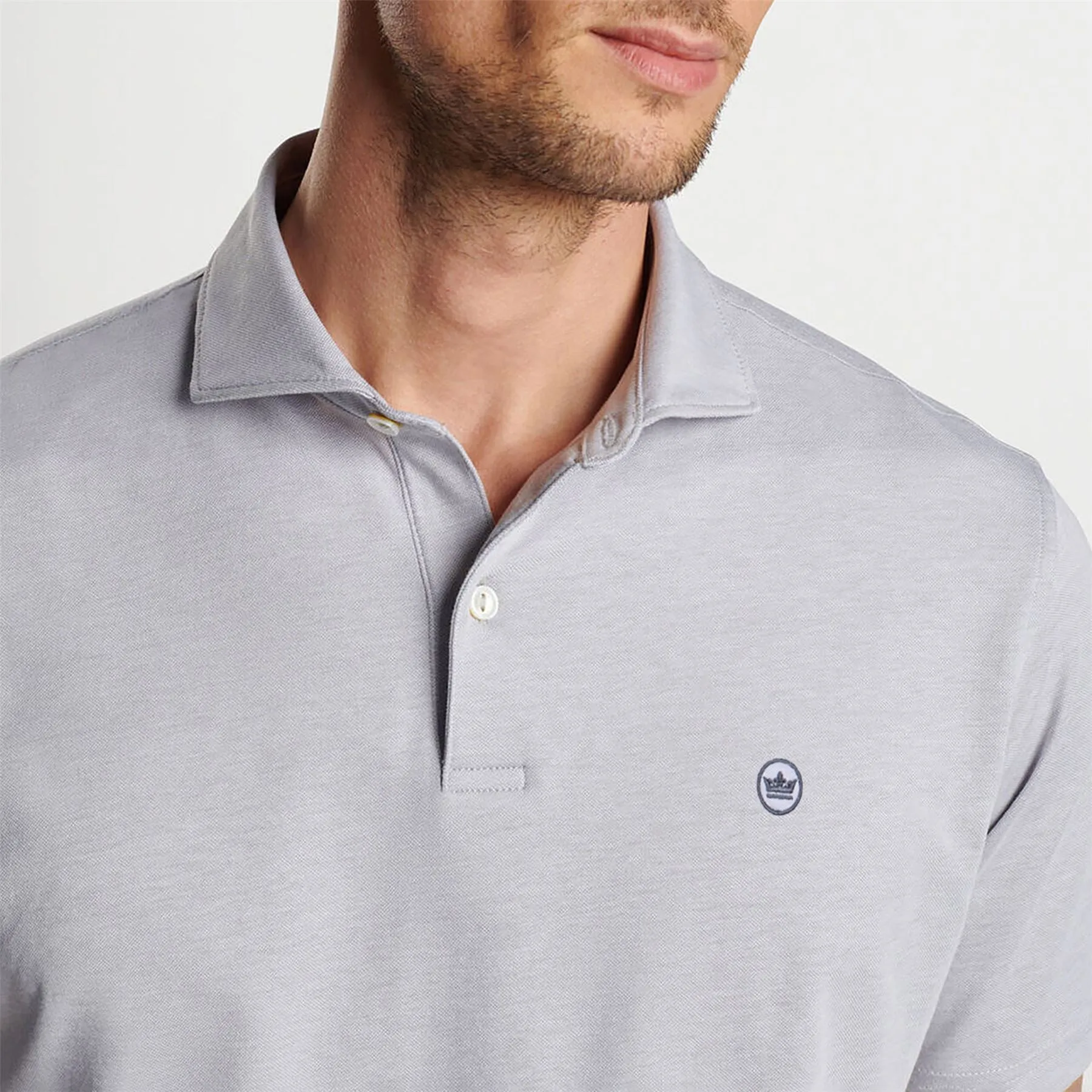 Albatross Cotton Blend Pique Polo Gale Grey - AW24