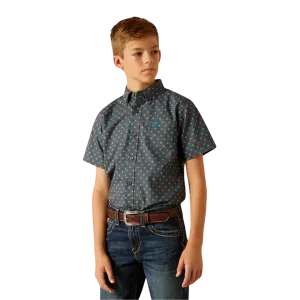 Ariat Kid's Boys Johnnie Classic Print Grey Shirt