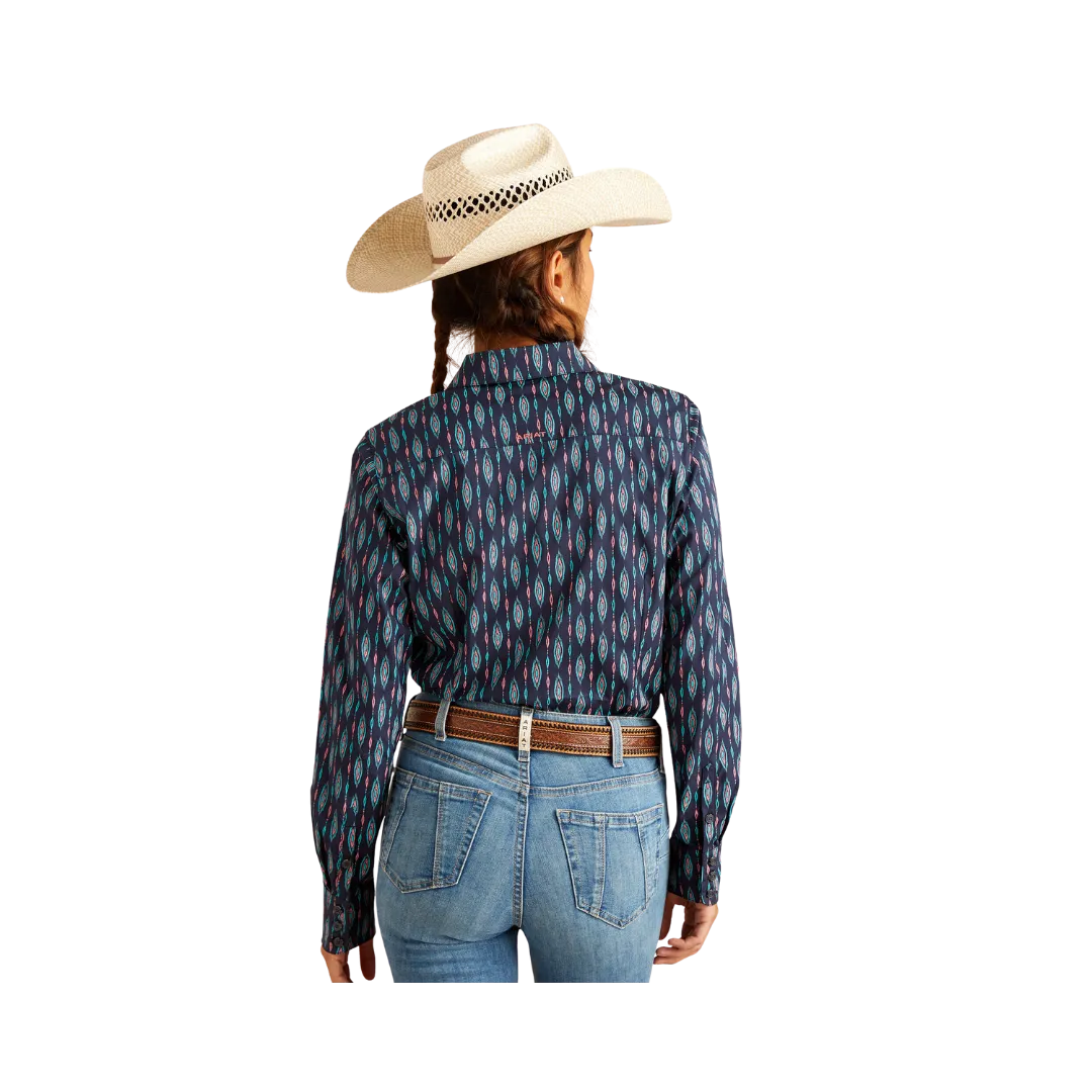 Ariat Women's Wrinkle Resist Team Kirby Stretch Backwoods Ikat Shirt