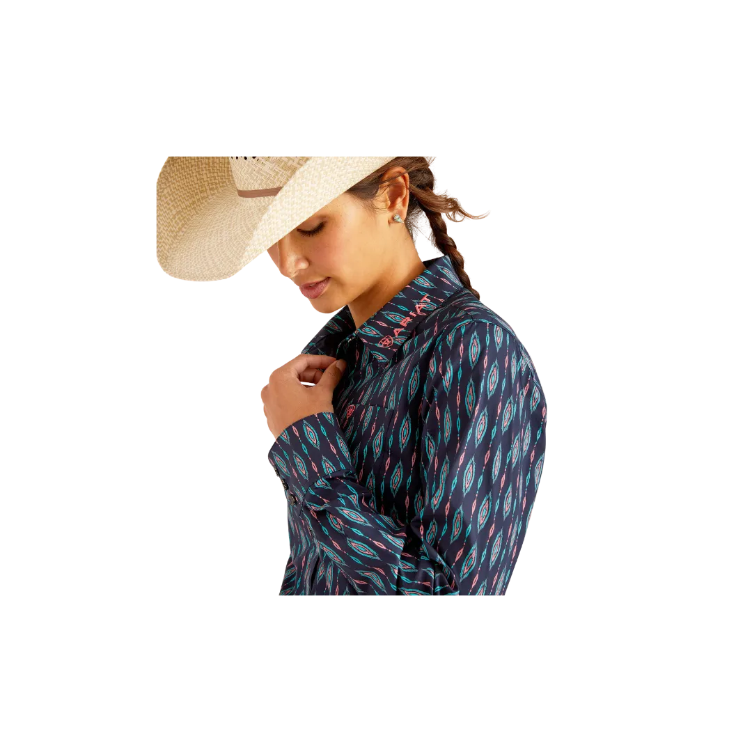 Ariat Women's Wrinkle Resist Team Kirby Stretch Backwoods Ikat Shirt