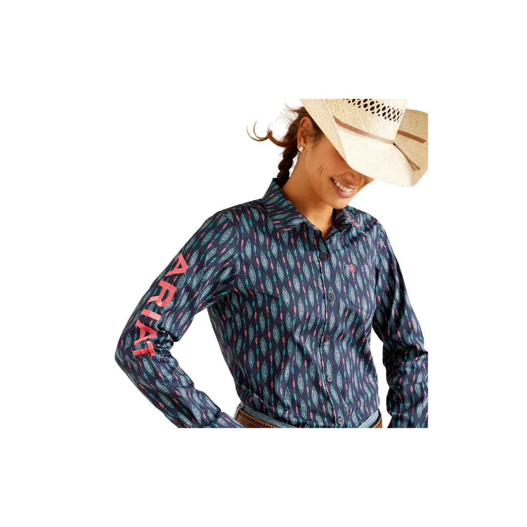 Ariat Women's Wrinkle Resist Team Kirby Stretch Backwoods Ikat Shirt