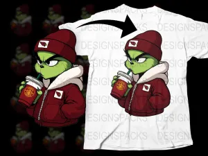 Arizona Cardinals Grinch Character Drinking Coffee Png Digital Download