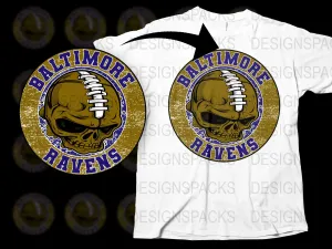 Baltimore Ravens Graphic Skull Design Png Digital Download