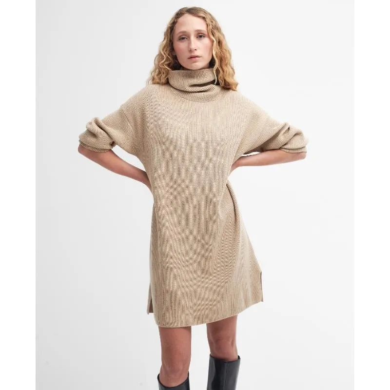 Barbour Rib Stitch Knitted Ladies Dress - White Pepper