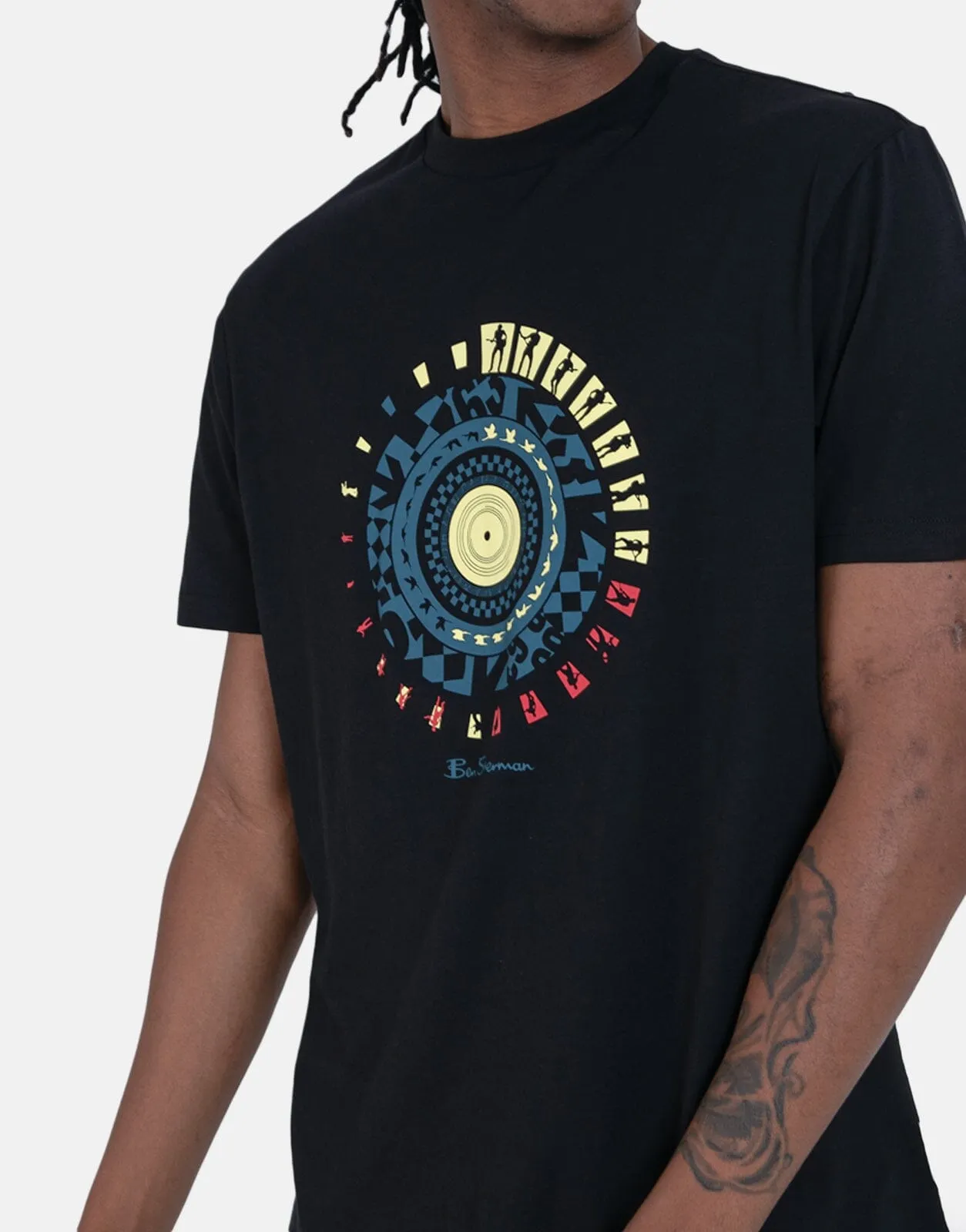 Ben Sherman Motion Target Puff Print Black T-Shirt