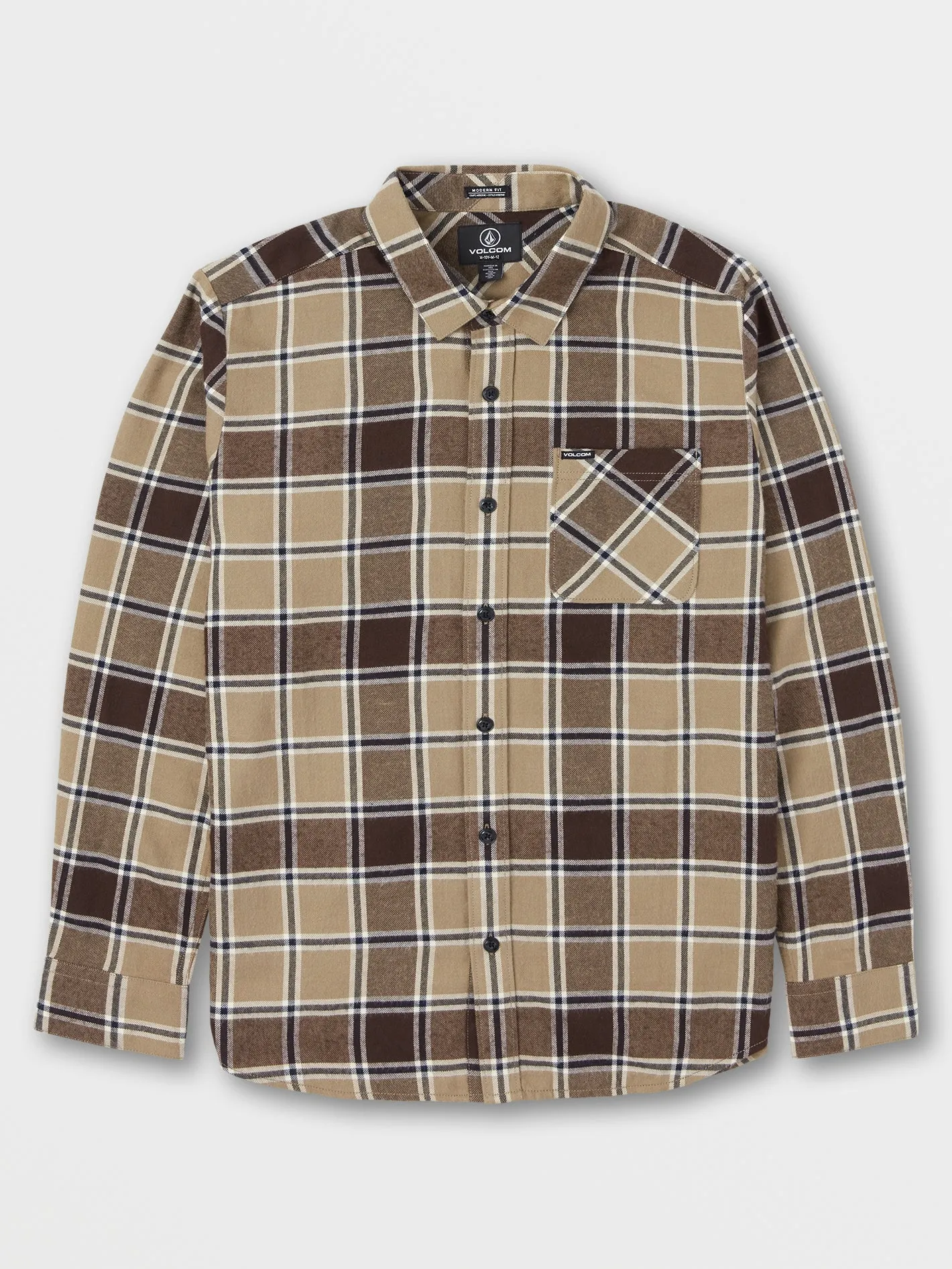 Big Boys Caden Plaid Long Sleeve Flannel - Khaki