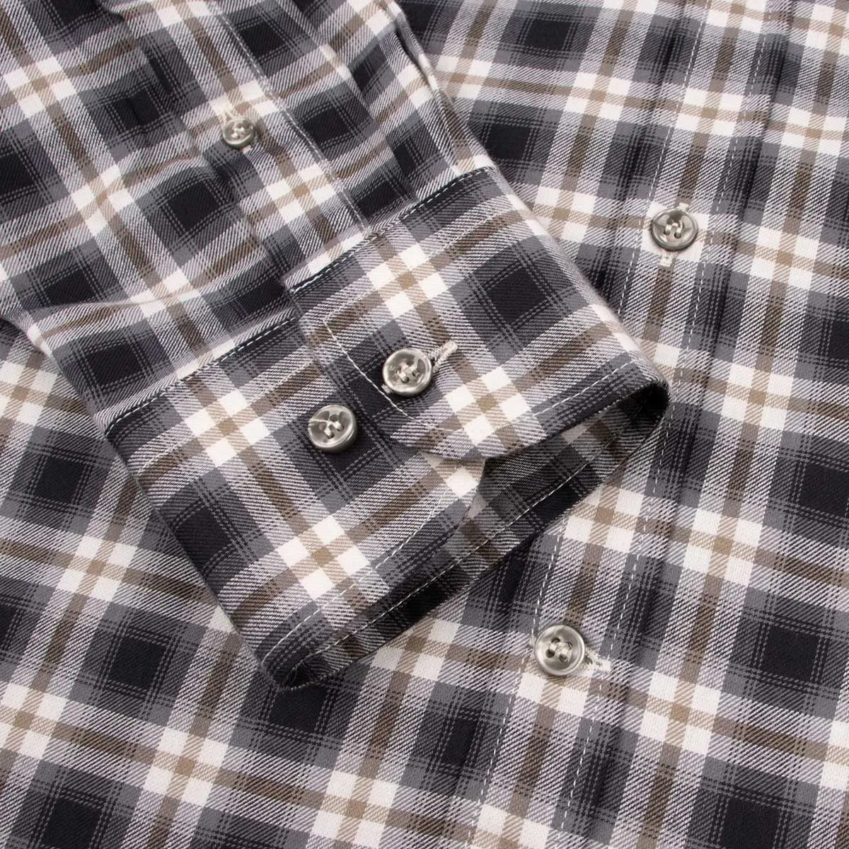 Black & White Check Long Sleeve Brushed Cotton Shirt