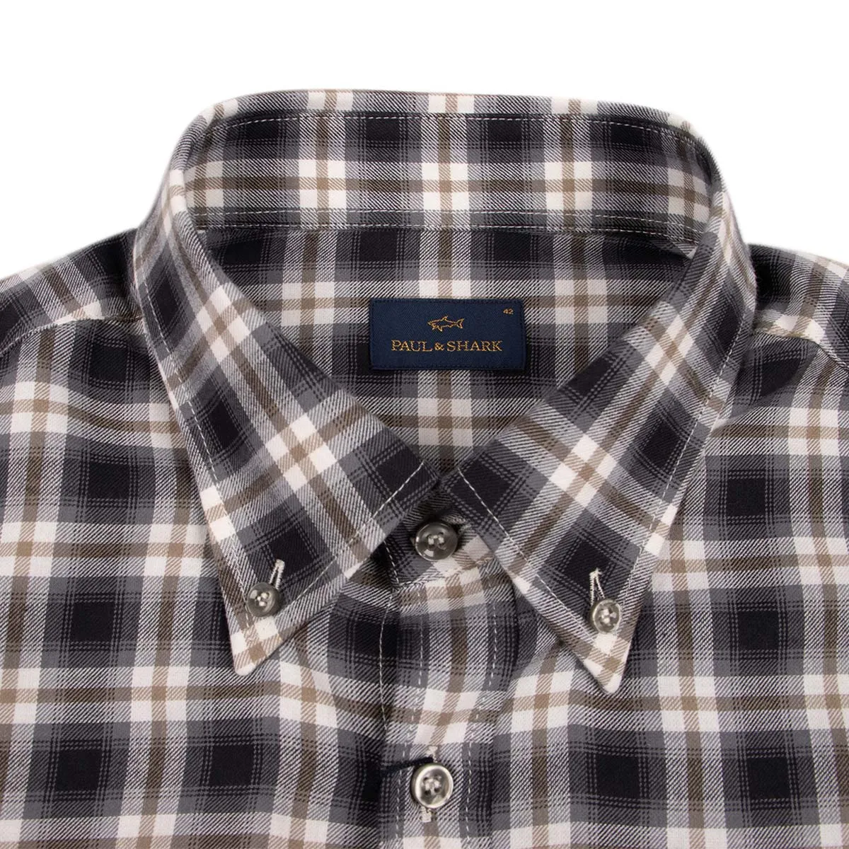 Black & White Check Long Sleeve Brushed Cotton Shirt