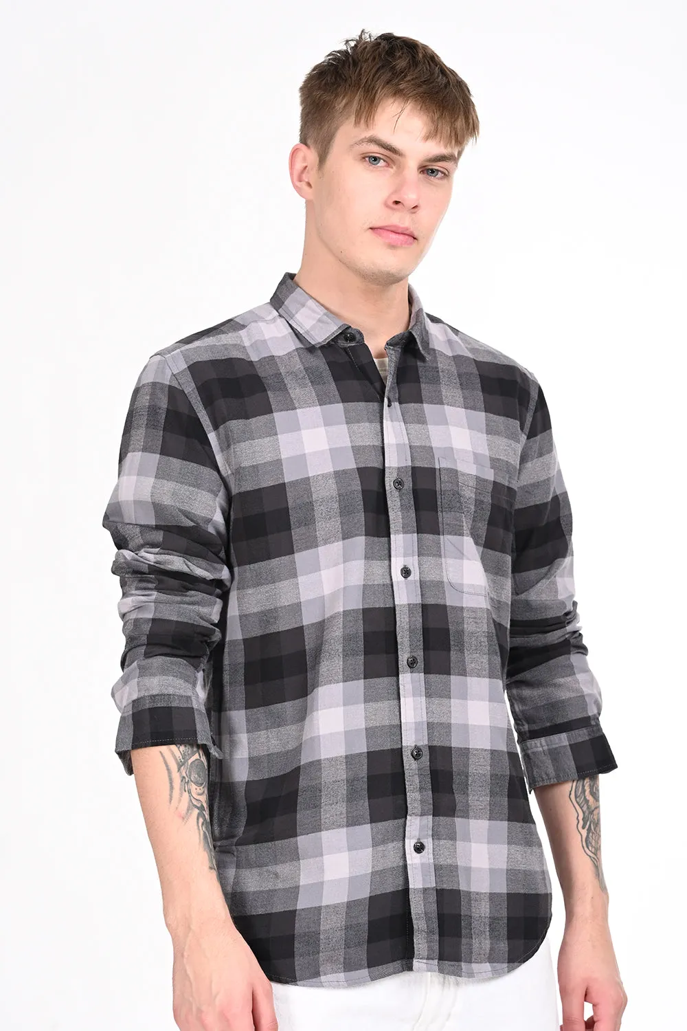 Black Checkered Casual Shirt