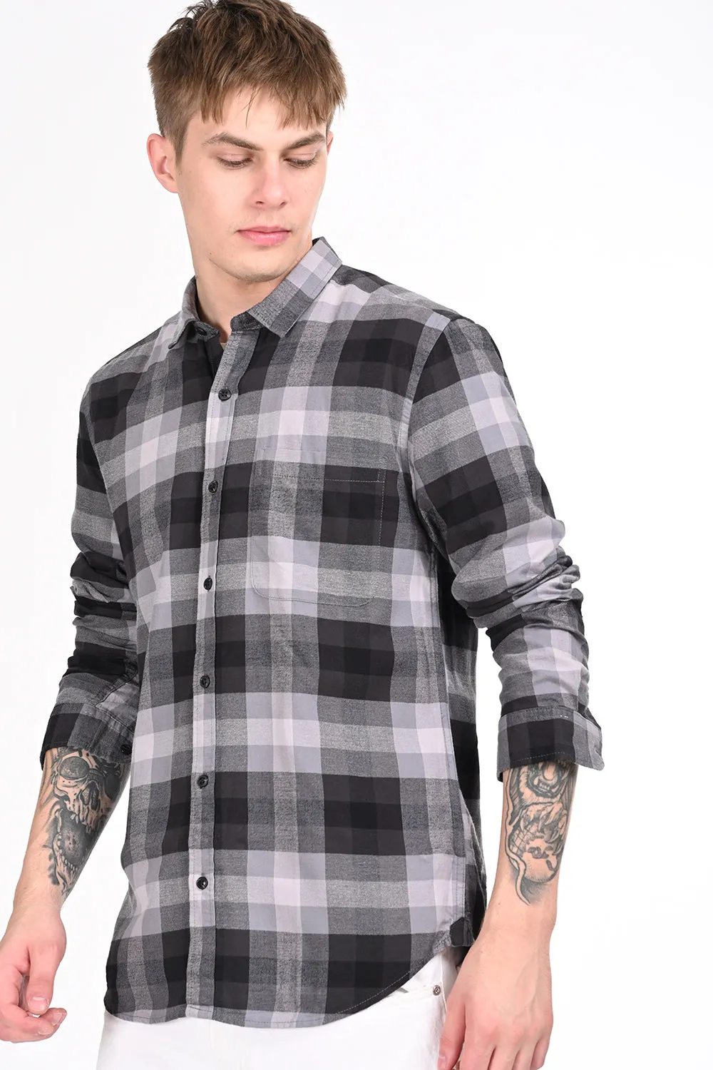 Black Checkered Casual Shirt