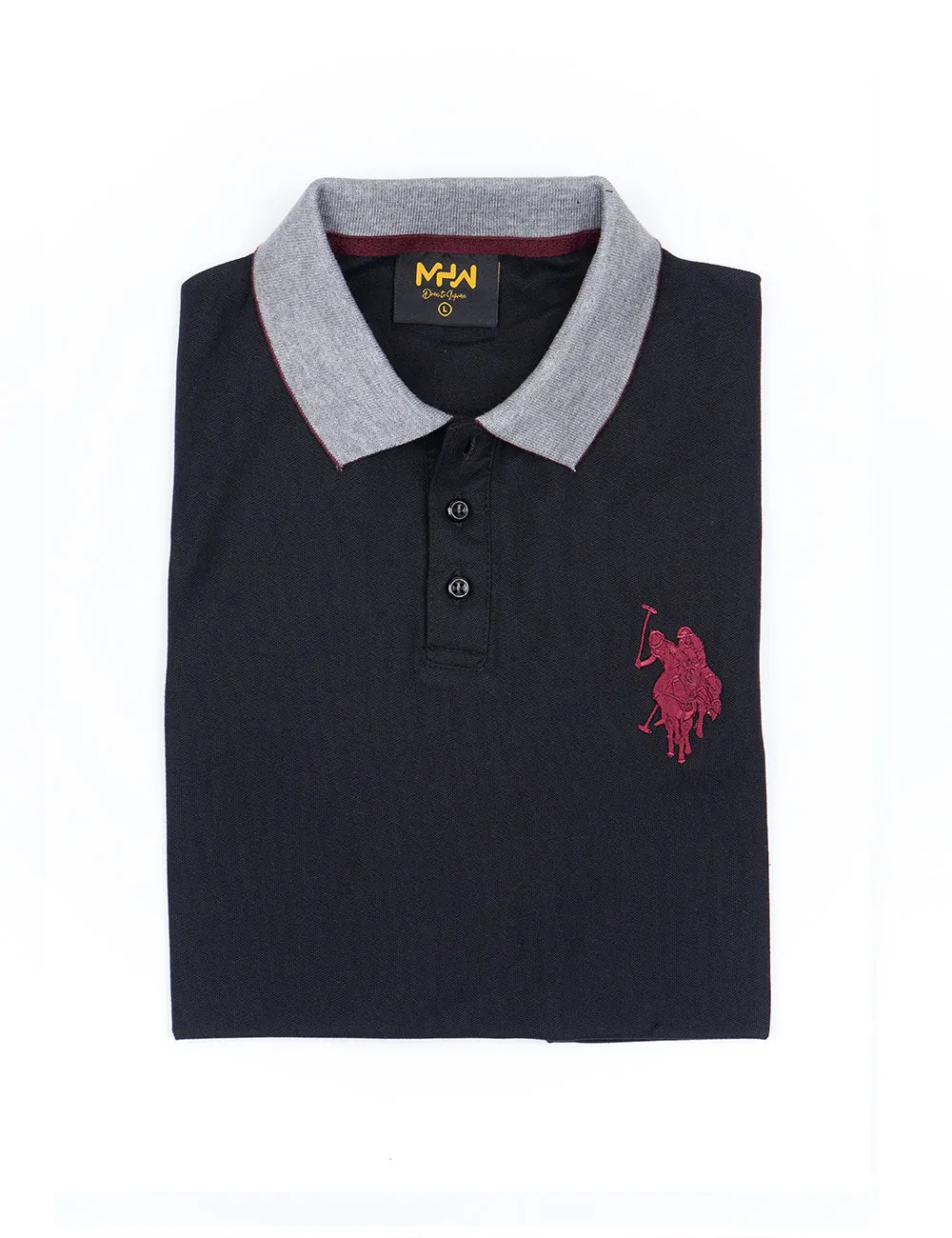 Black Contrast Collar Polo Shirt