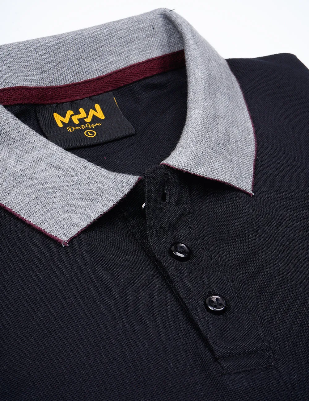 Black Contrast Collar Polo Shirt