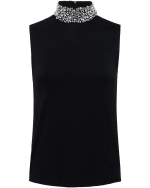 Black Pearl Embellished Mockneck Emily Blouse