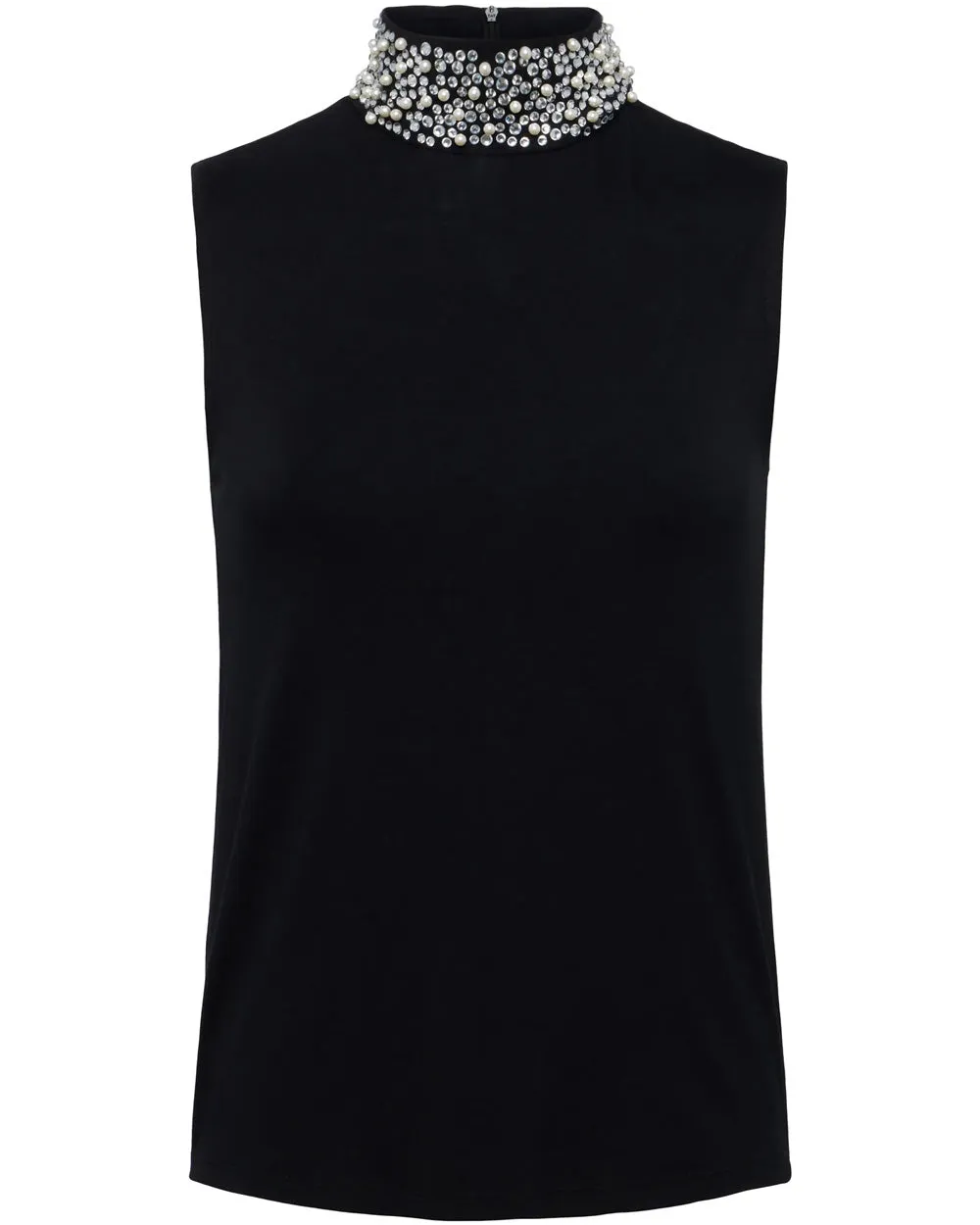 Black Pearl Embellished Mockneck Emily Blouse