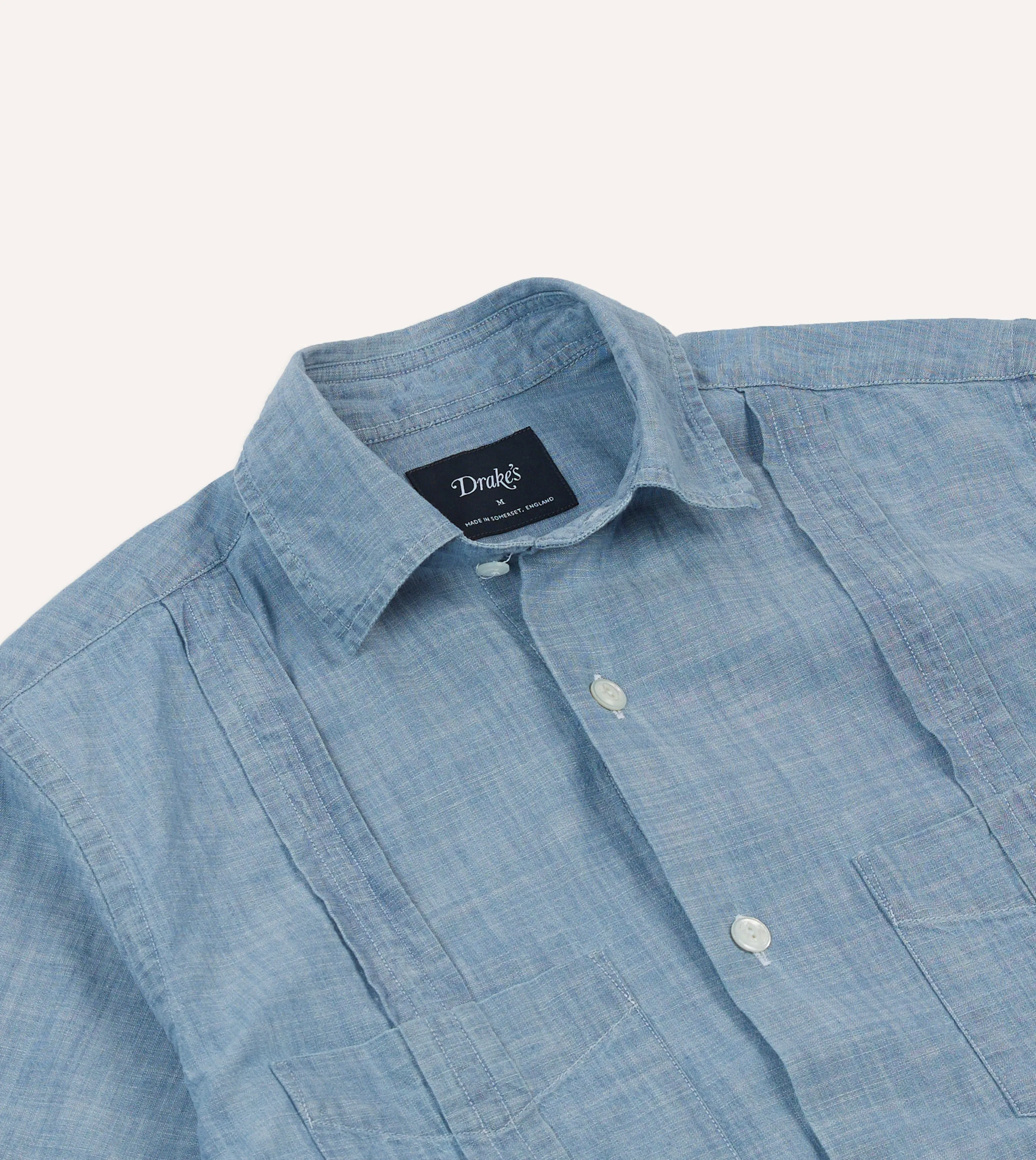 Blue Chambray Short Sleeve Cuban Shirt