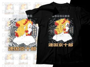 Bold Rengoku Kyojuro Design Graphic Png Digital Download