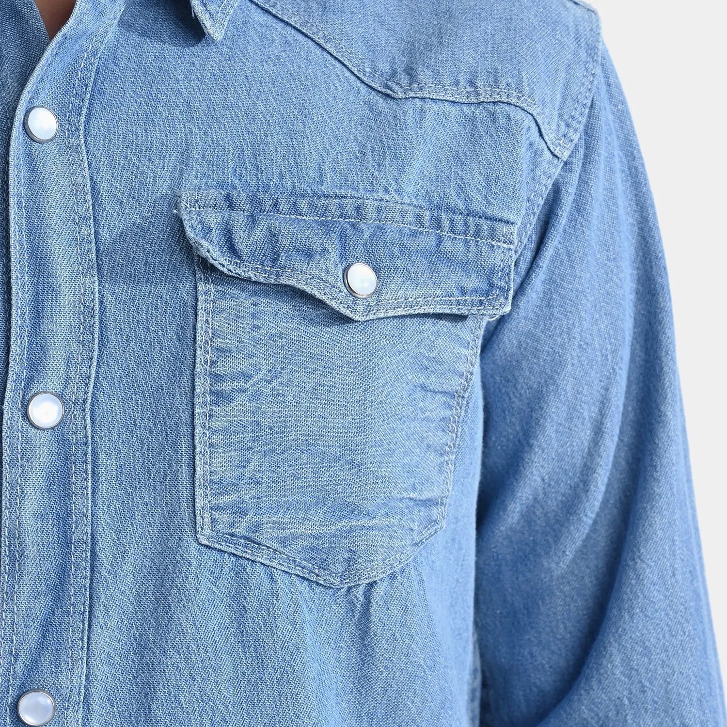 Boys Denim Shirt Pocket Styling-LT.Blue