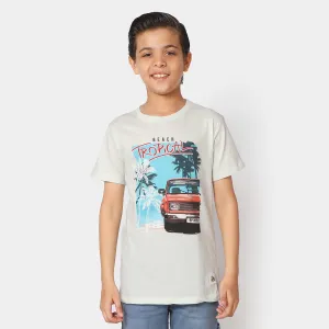 Boys T-Shirt Tropical Beach - Aqua Glass