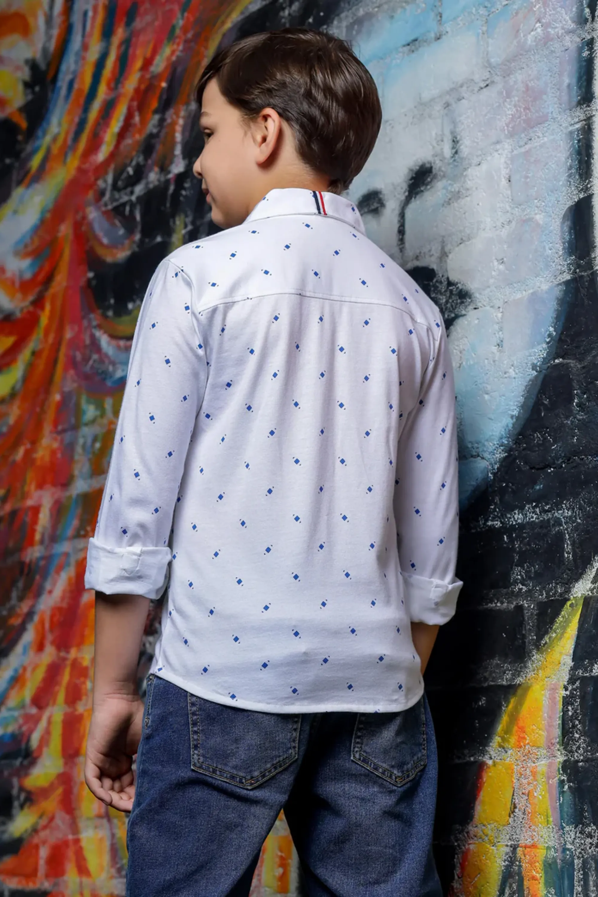 Boys White Full Sleeve Shirt