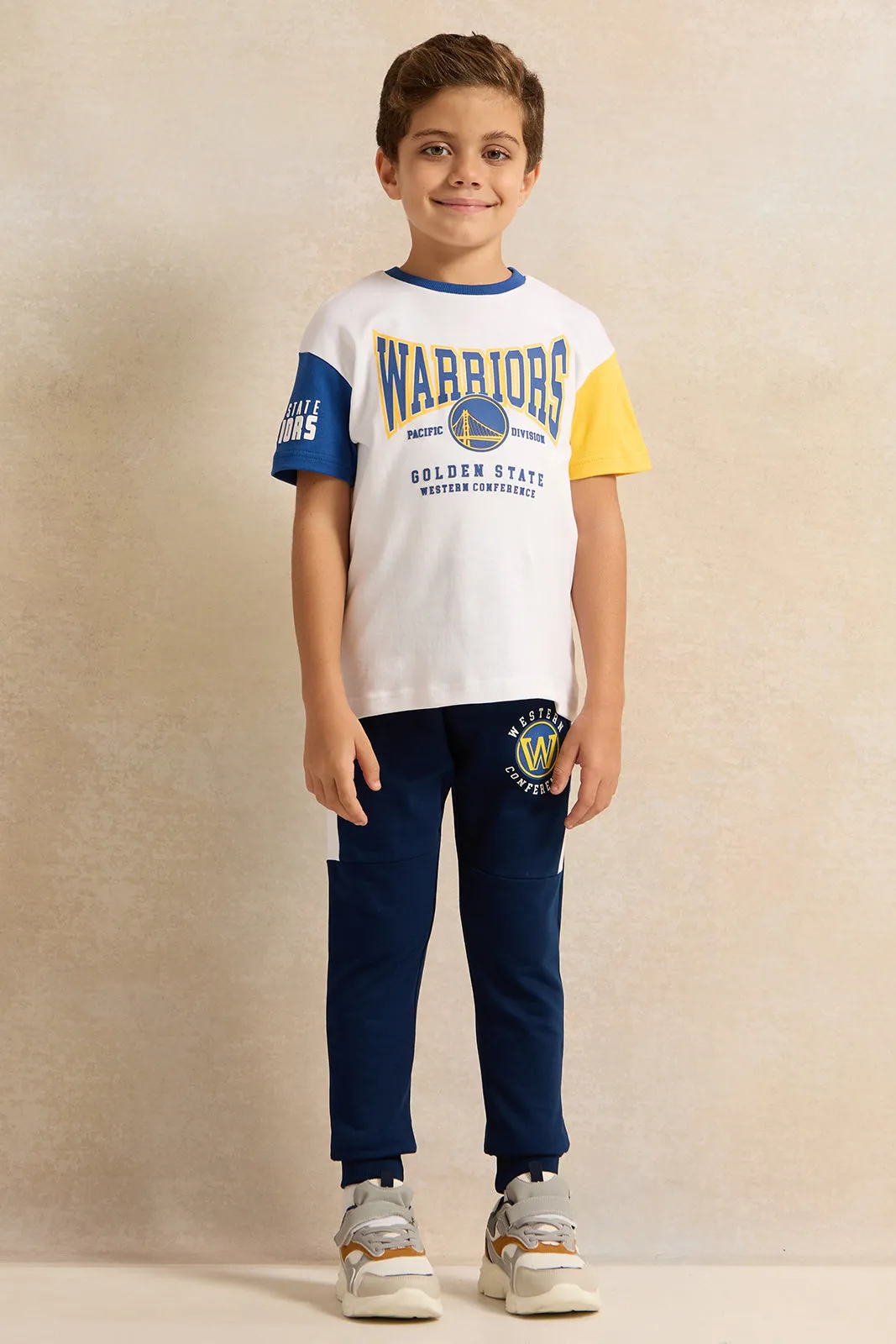 Boys White NBA Print T-Shirt