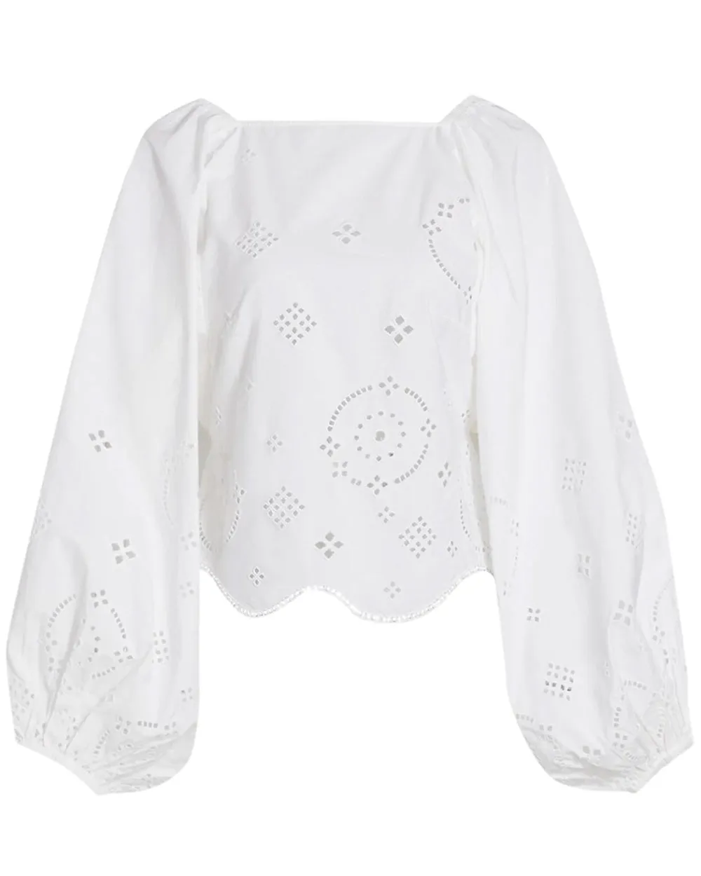 Bright White Eyelet Broderie Blouse