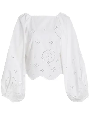 Bright White Eyelet Broderie Blouse