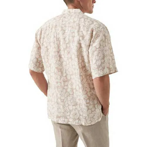 Brown Big Floral Linen Resort Shirt