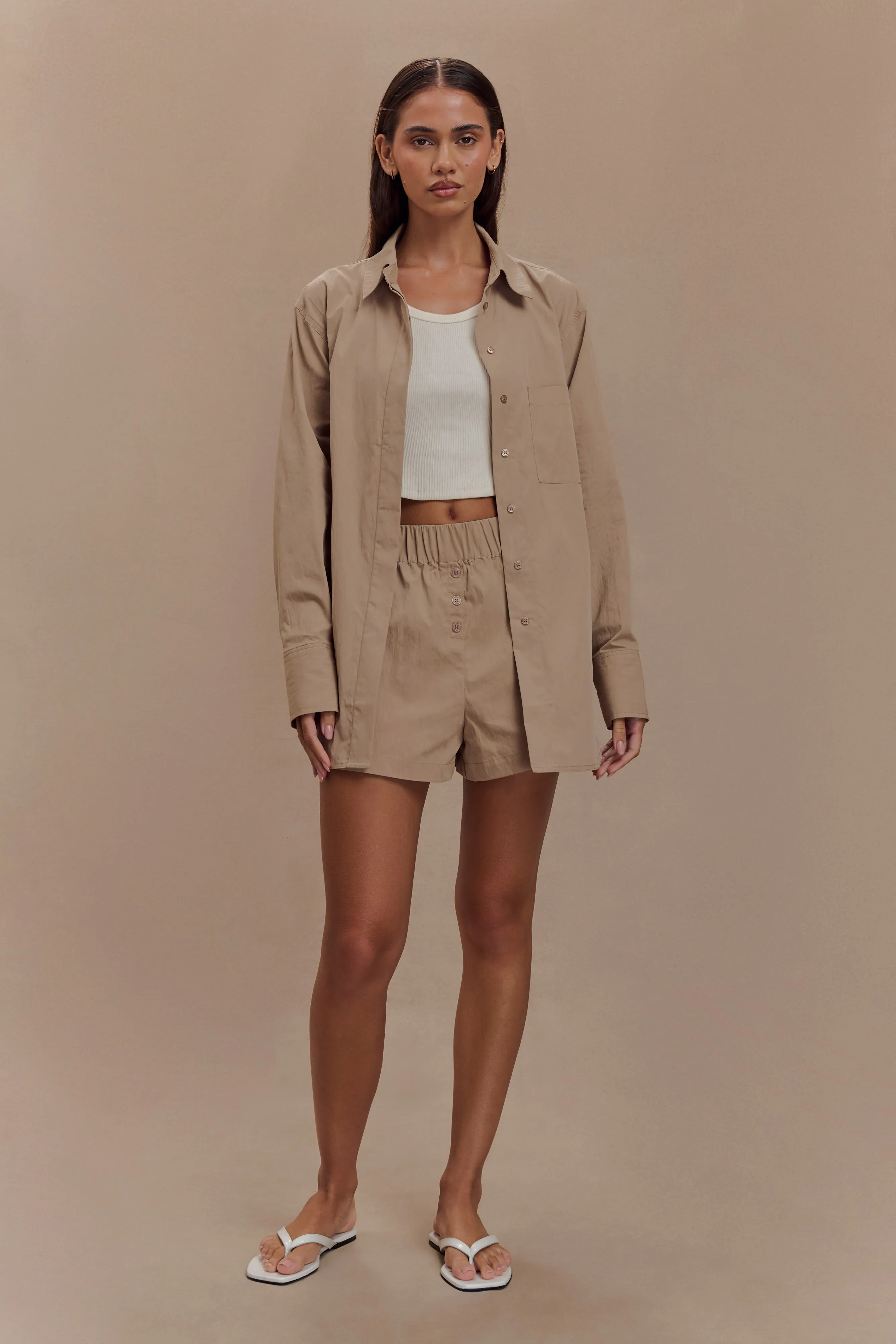 Campbell Cotton Oversized Shirt - Sand