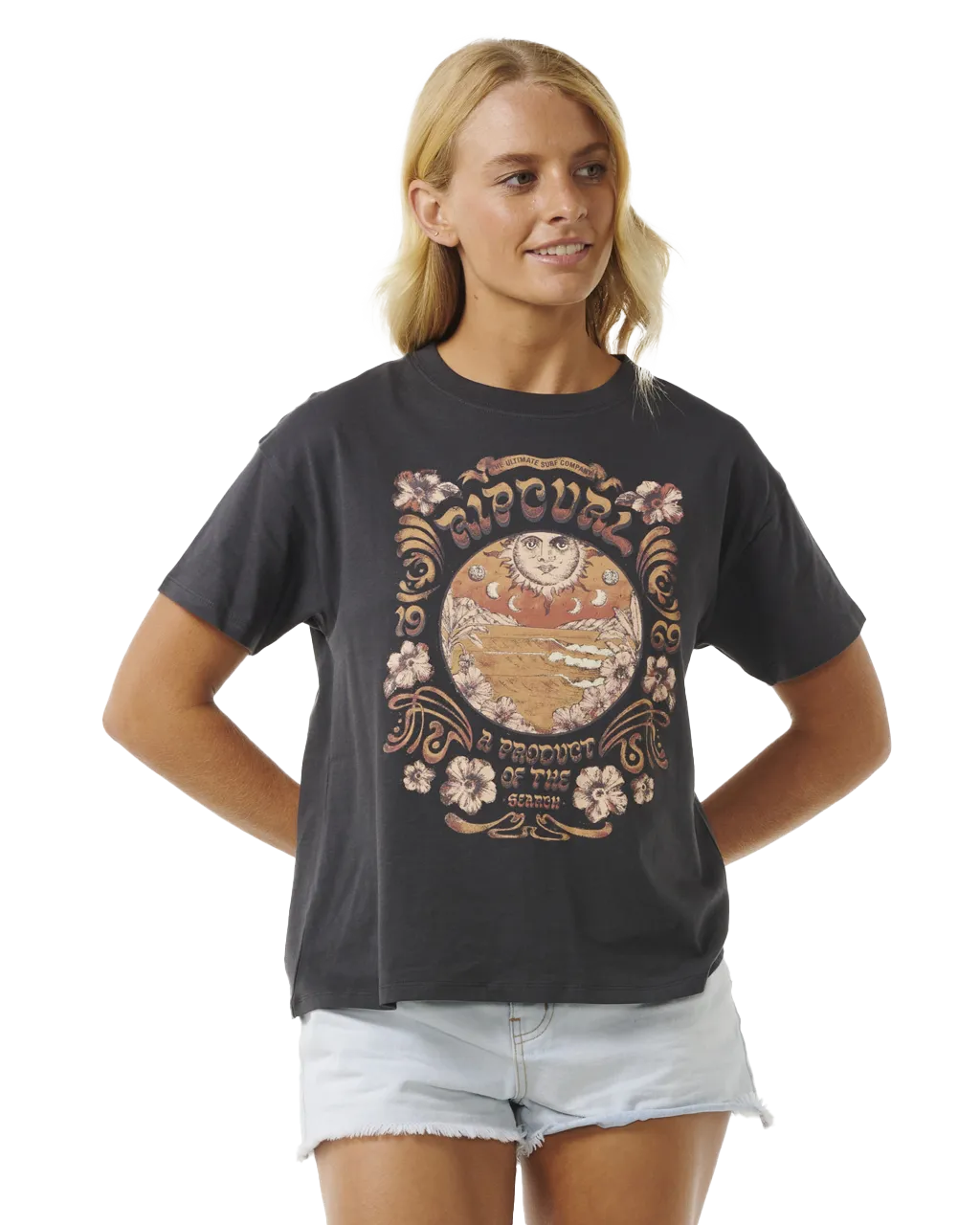 Celestial Search Relaxed T-Shirt in Washed Black