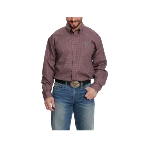 Cinch Men's Dusty Geo Print Long Sleeve Western Burgundy & Navy Shirt