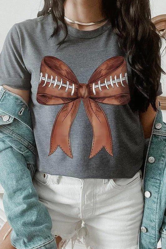 Coquette Football Bow Graphic T Shirt