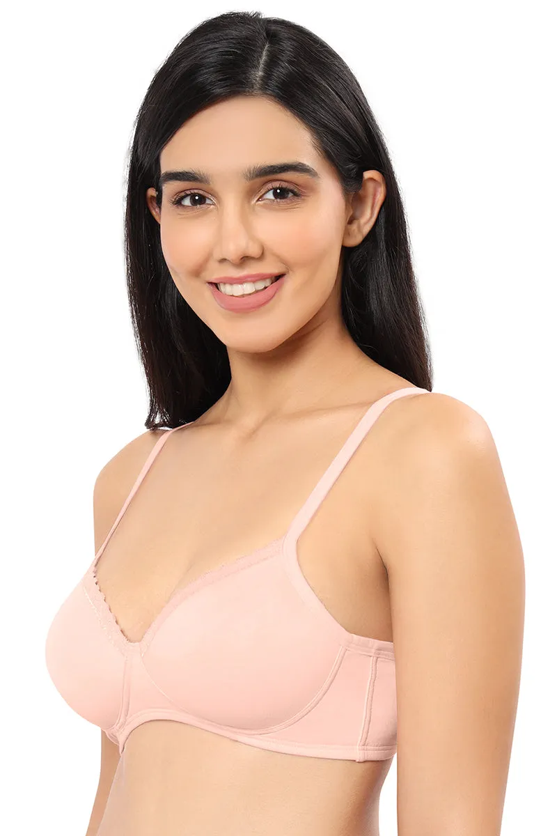 Cotton Casual Lightly Padded Non-Wired Full Coverage T-Shirt Bra - Impatiens Pink