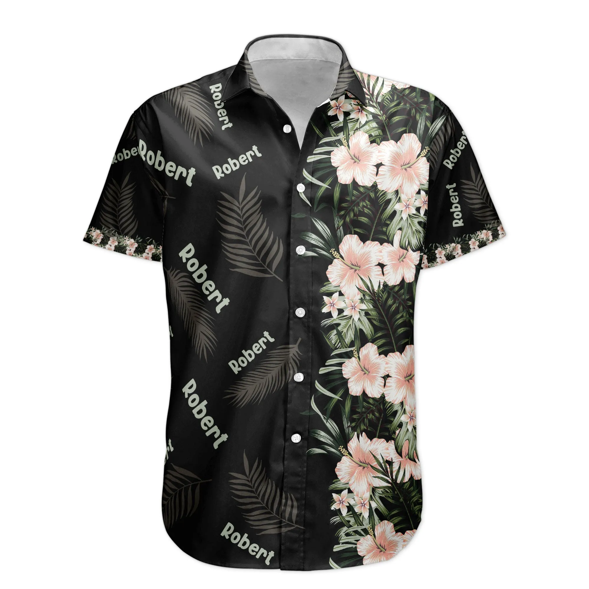 Custom Name Hibiscus Tropical Line Vintage Aloha Shirts - Custom Hawaiian Shirts