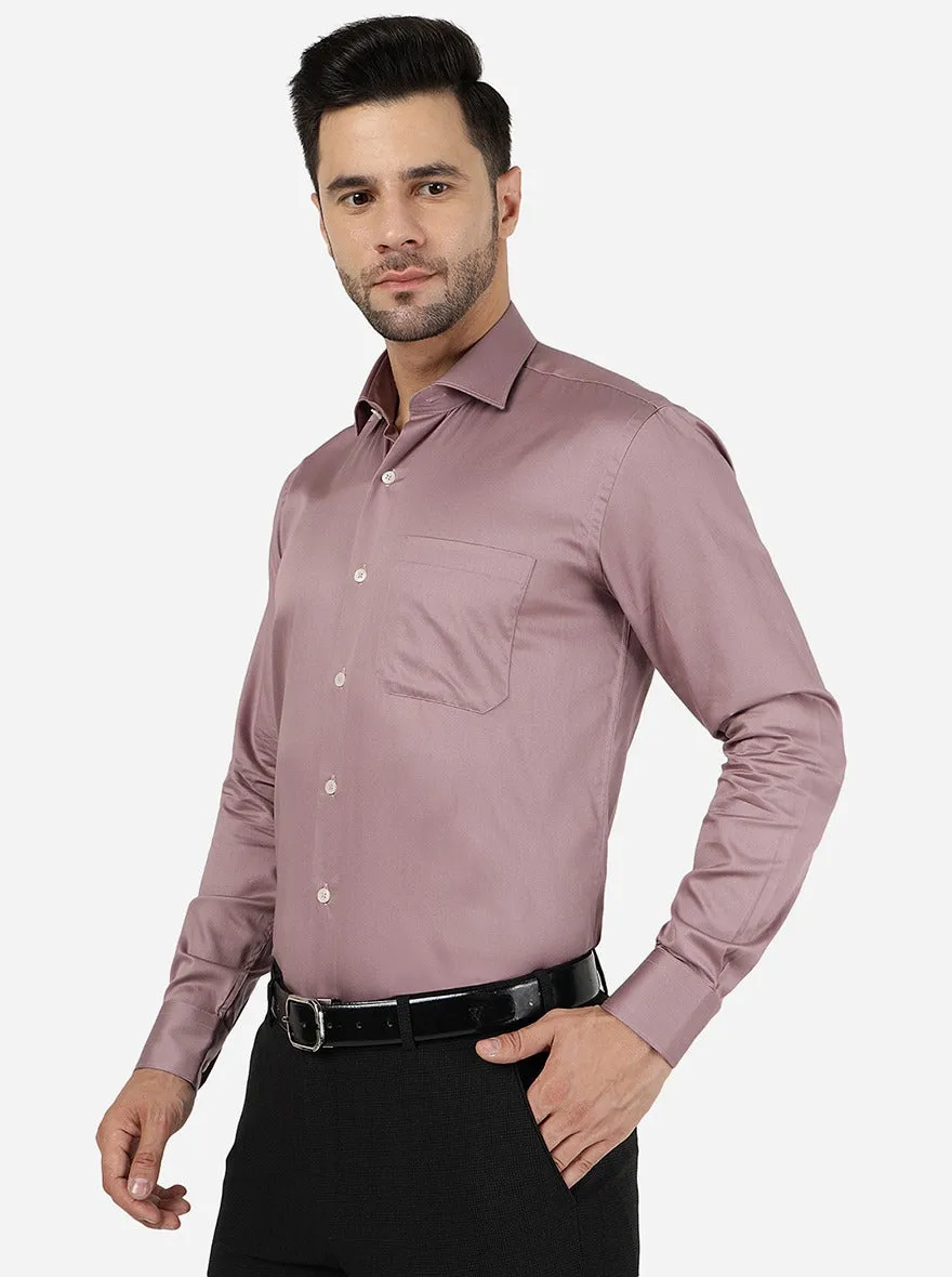 Dusty Pink Solid Slim Fit Formal Shirt | Metal