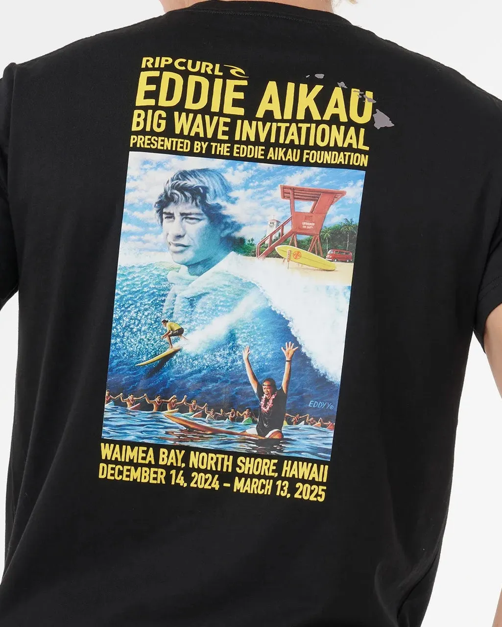 Eddie Would Go Poster T-Shirt in Black