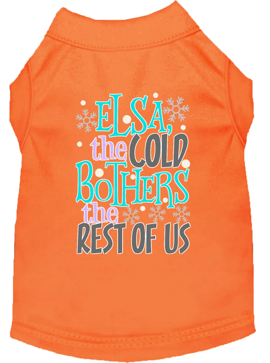 Elsa, The Cold Screen Print Dog Shirt Orange Lg