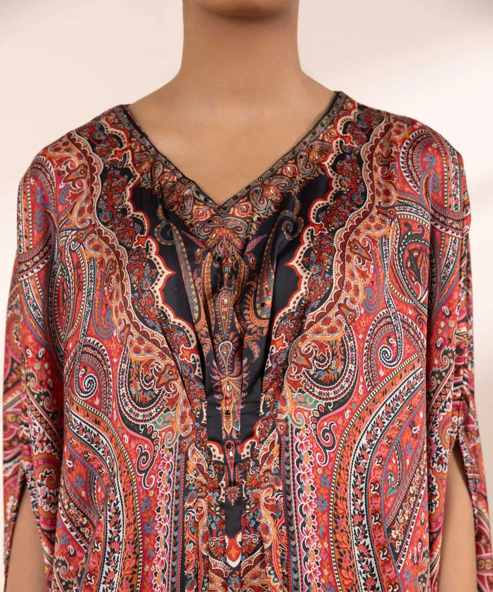 Embellished Silk Kaftan