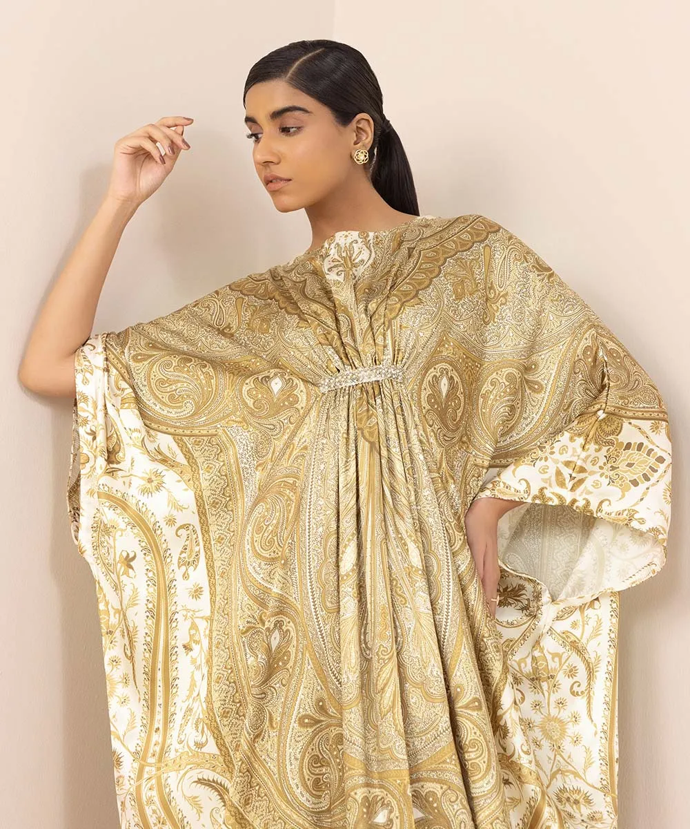 Embellished Silk Kaftan