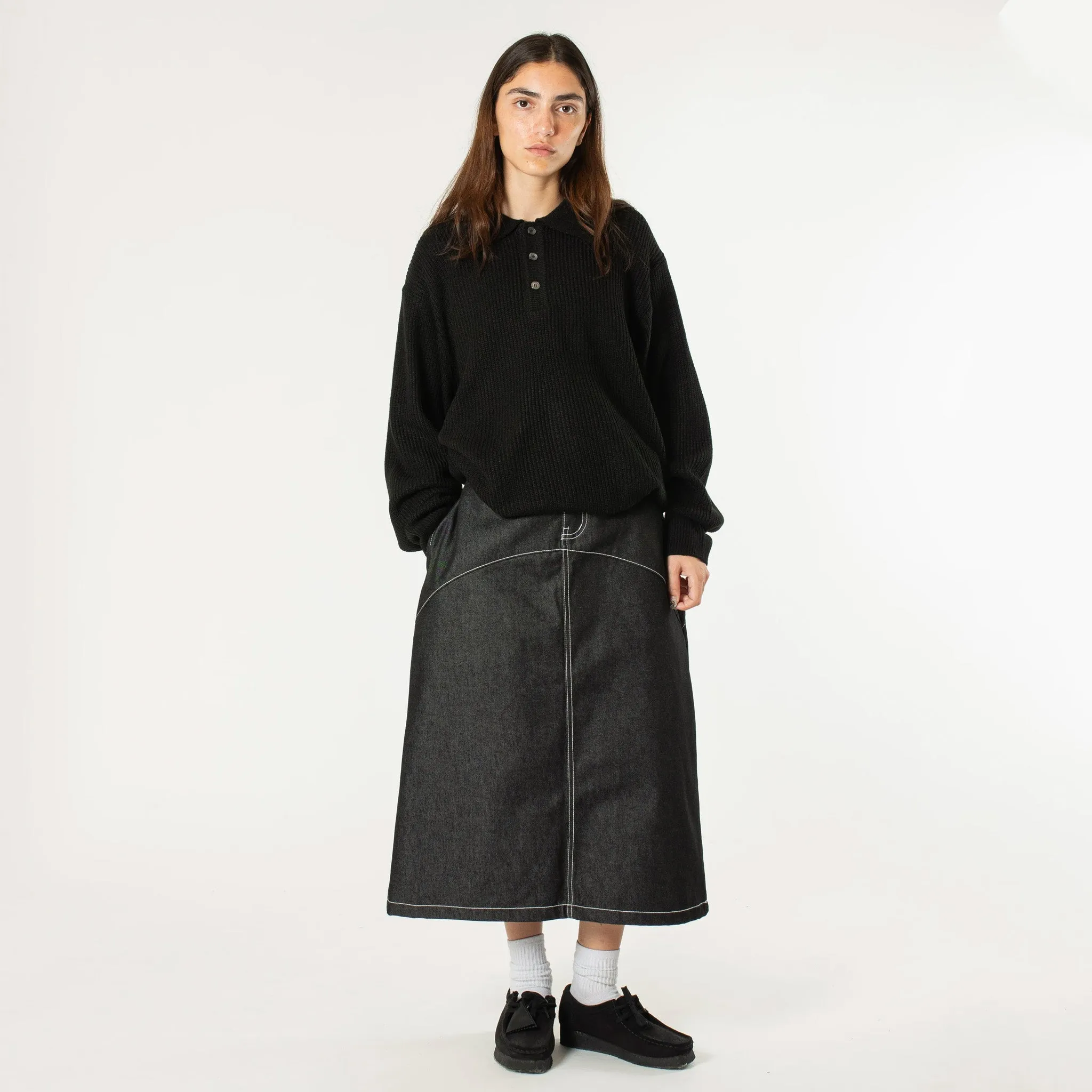 Estudio Niksen Raw Denim In-stitch Skirt (Black)