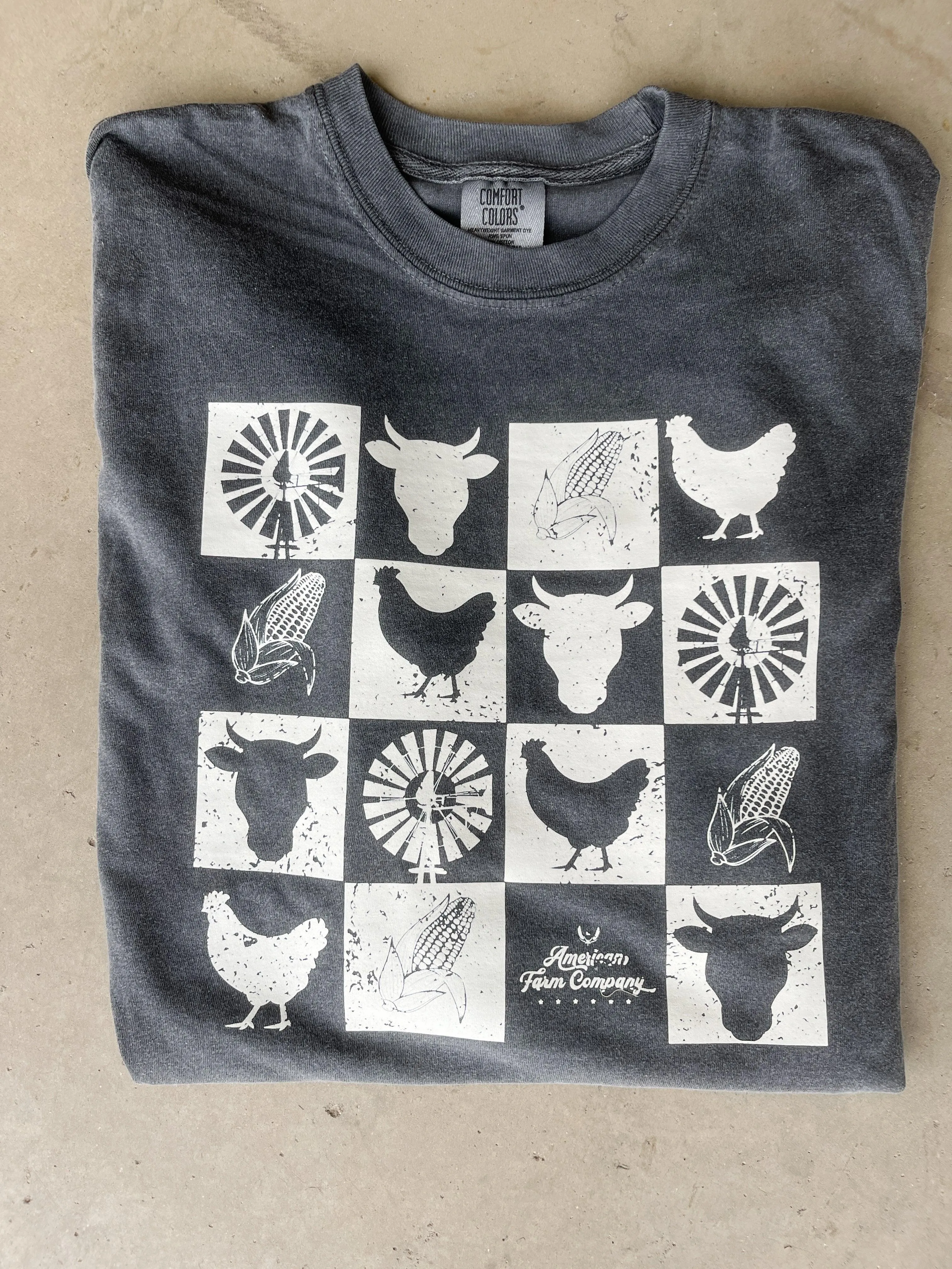 Farm Checkers Grey Tee