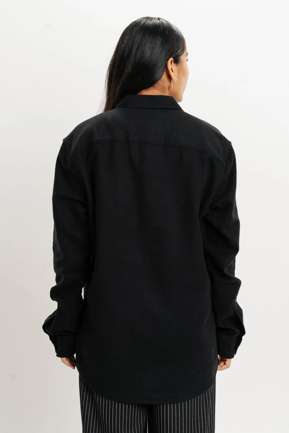 Full Sleeves Solid Black Shirt - Women