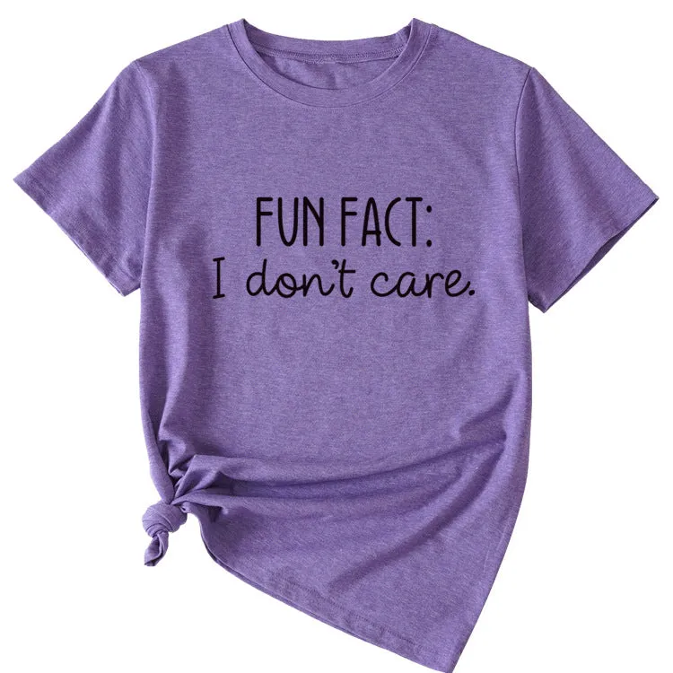 Fun Fact I Don't Care Fashion Large Women's T-shirt Short Sleeve