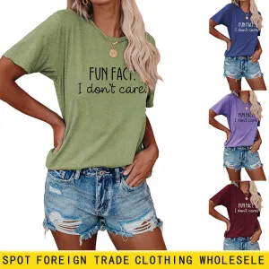 Fun Fact I Don't Care Fashion Large Women's T-shirt Short Sleeve