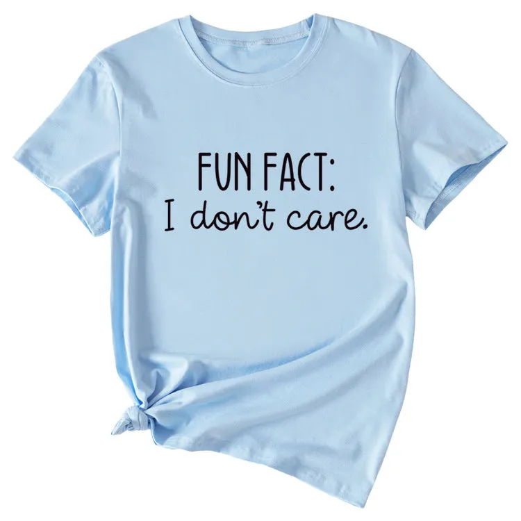 Fun Fact I Don't Care Fashion Large Women's T-shirt Short Sleeve