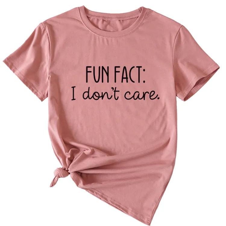 Fun Fact I Don't Care Fashion Large Women's T-shirt Short Sleeve