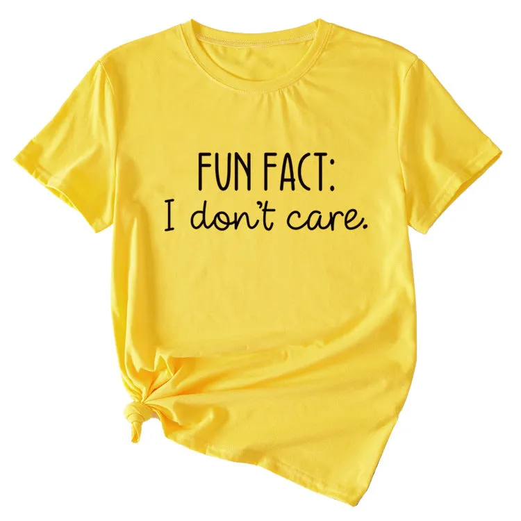 Fun Fact I Don't Care Fashion Large Women's T-shirt Short Sleeve