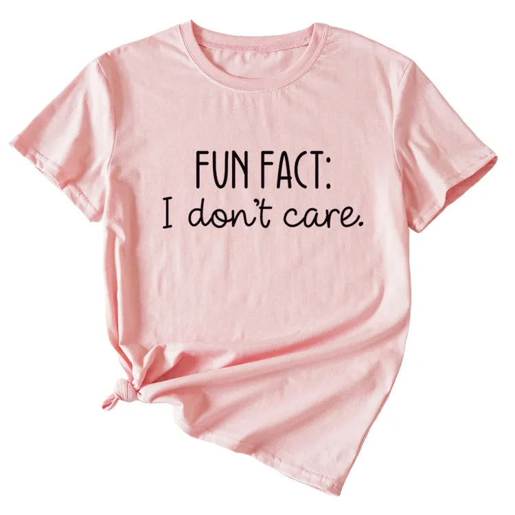 Fun Fact I Don't Care Fashion Large Women's T-shirt Short Sleeve