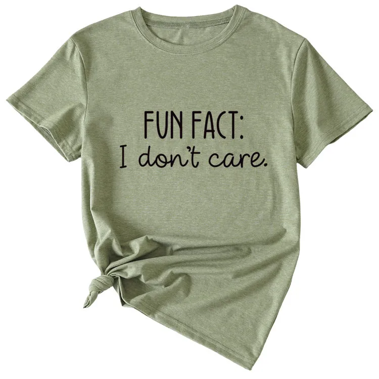 Fun Fact I Don't Care Fashion Large Women's T-shirt Short Sleeve