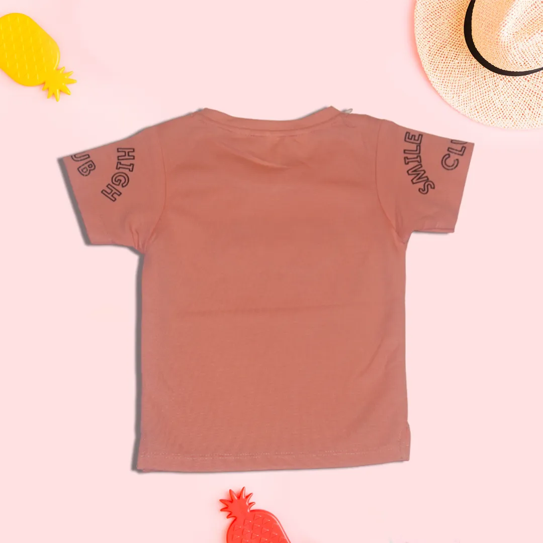 Georgie Printed Pastel Pink T-Shirt for Kids